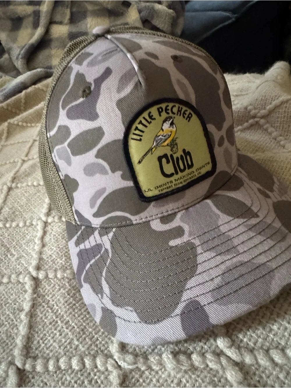 Men's Camo Trucker Hat – Gray/Olive - Picture 1 of 1